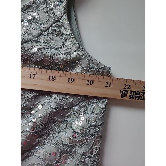 Women’s Alex Evenings 2-piece Maxi Dress Set XL Green Lace Sequins Jacket - Picture 4 of 16